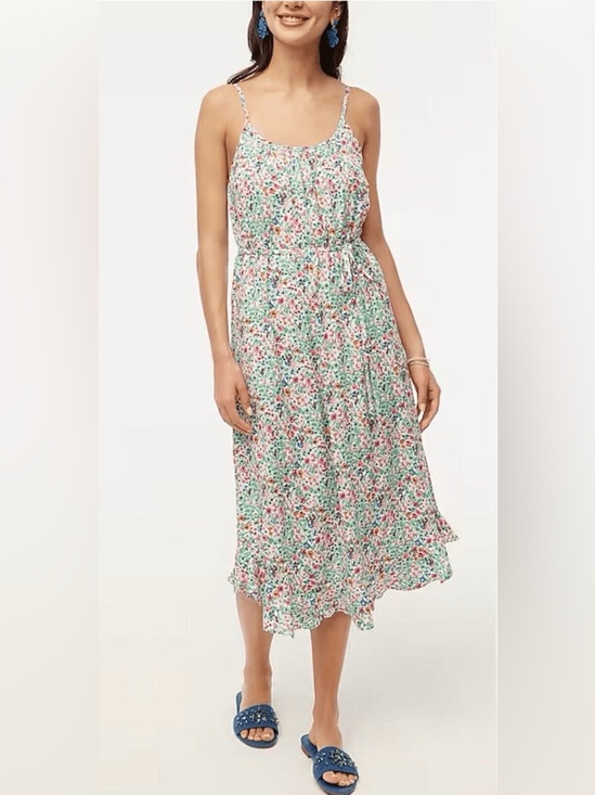 J. Crew Factory Dresses & Skirts - Jcrew Factory Floral Spaghetti Strap Midi Dress - White/Pink/Green size 2